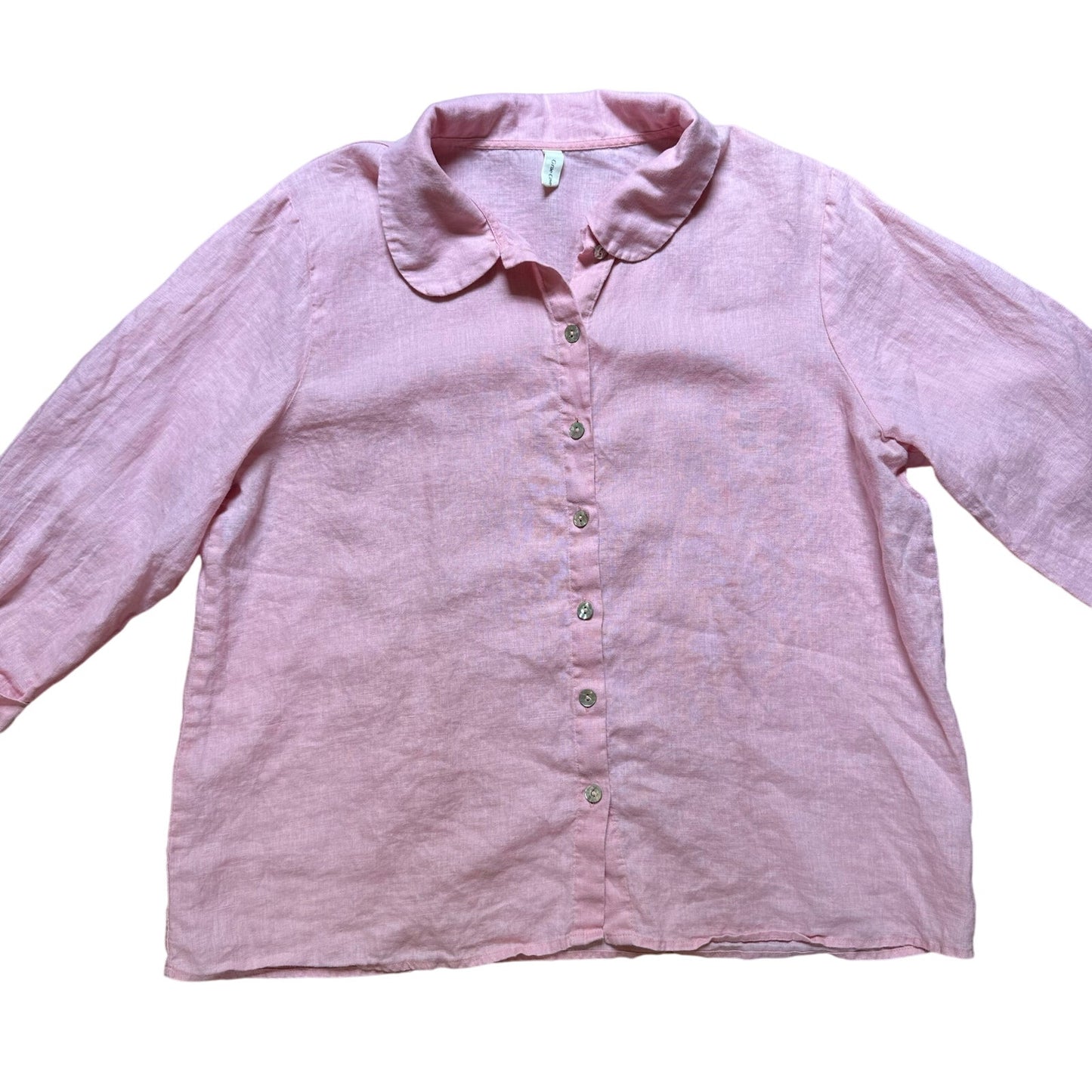 Grae Cove light pink linen button up quarter sleeve shirt SIZE XL