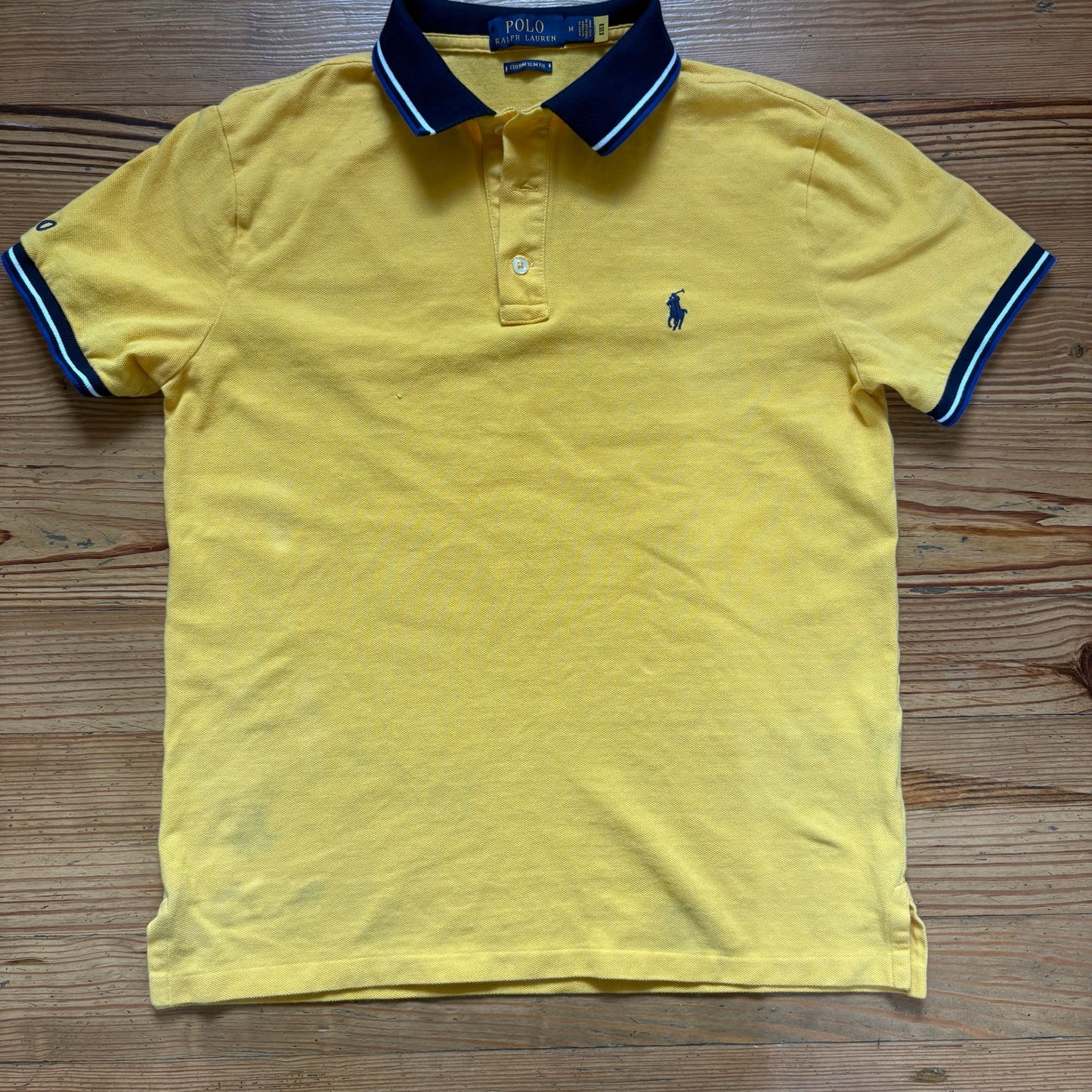 Polo Ralph Lauren yellow navy pony short sleeve polo shirt SIZE M