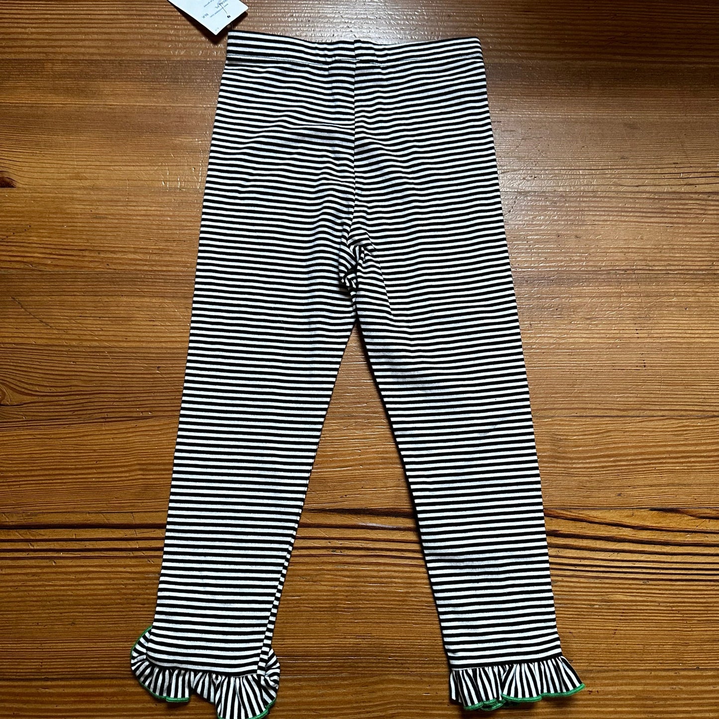 NWT Bonnie Jean black white striped ruffle bottom pants SIZE 6