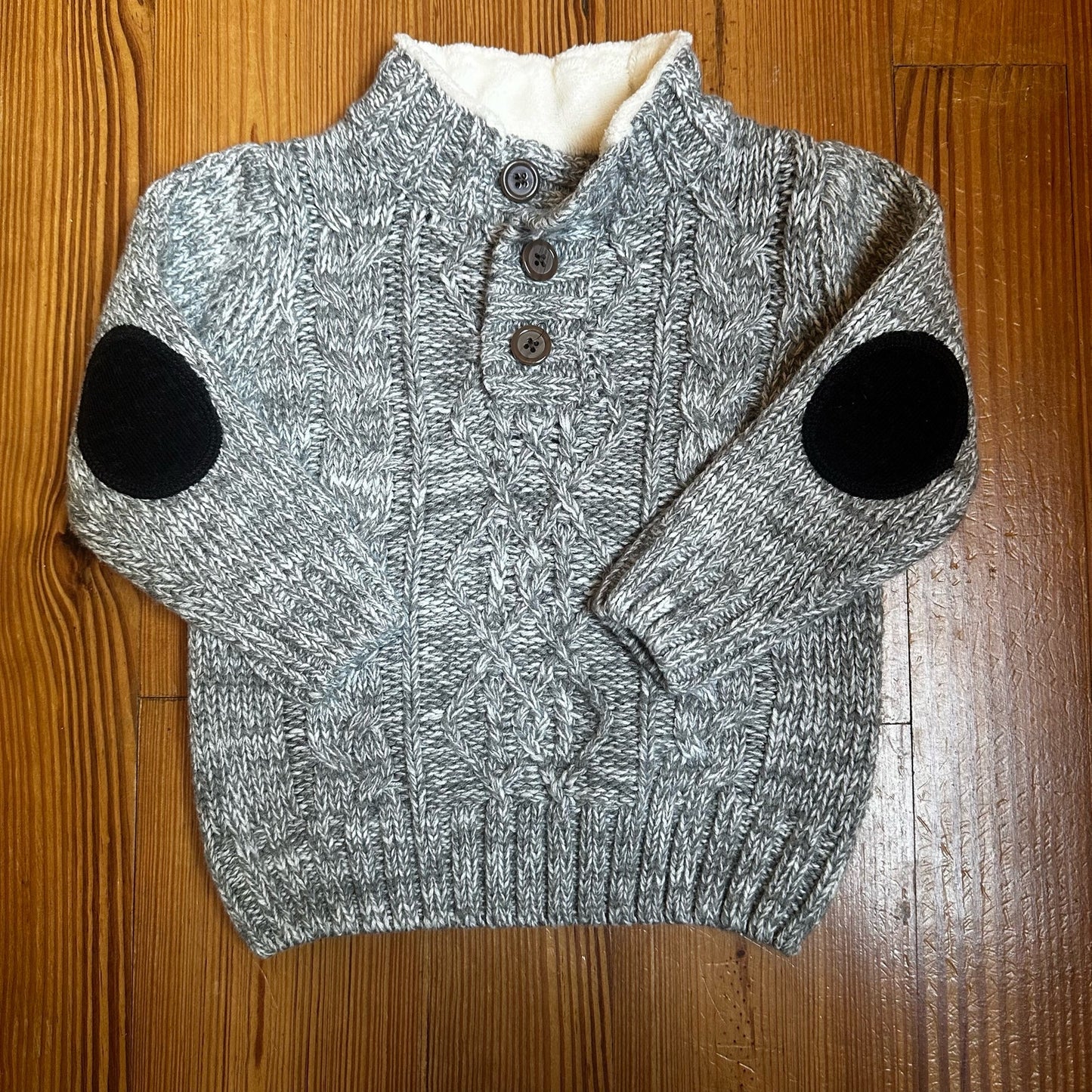 Little Lad gray pullover cable kit elbow pads sweater SIZE 2T