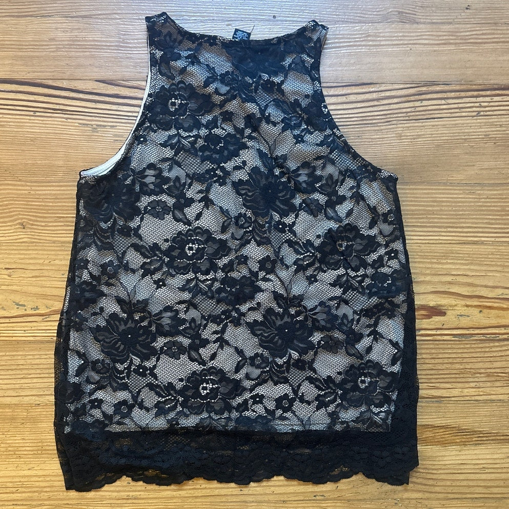 rue21 black lace overlay nude tank SIZE M