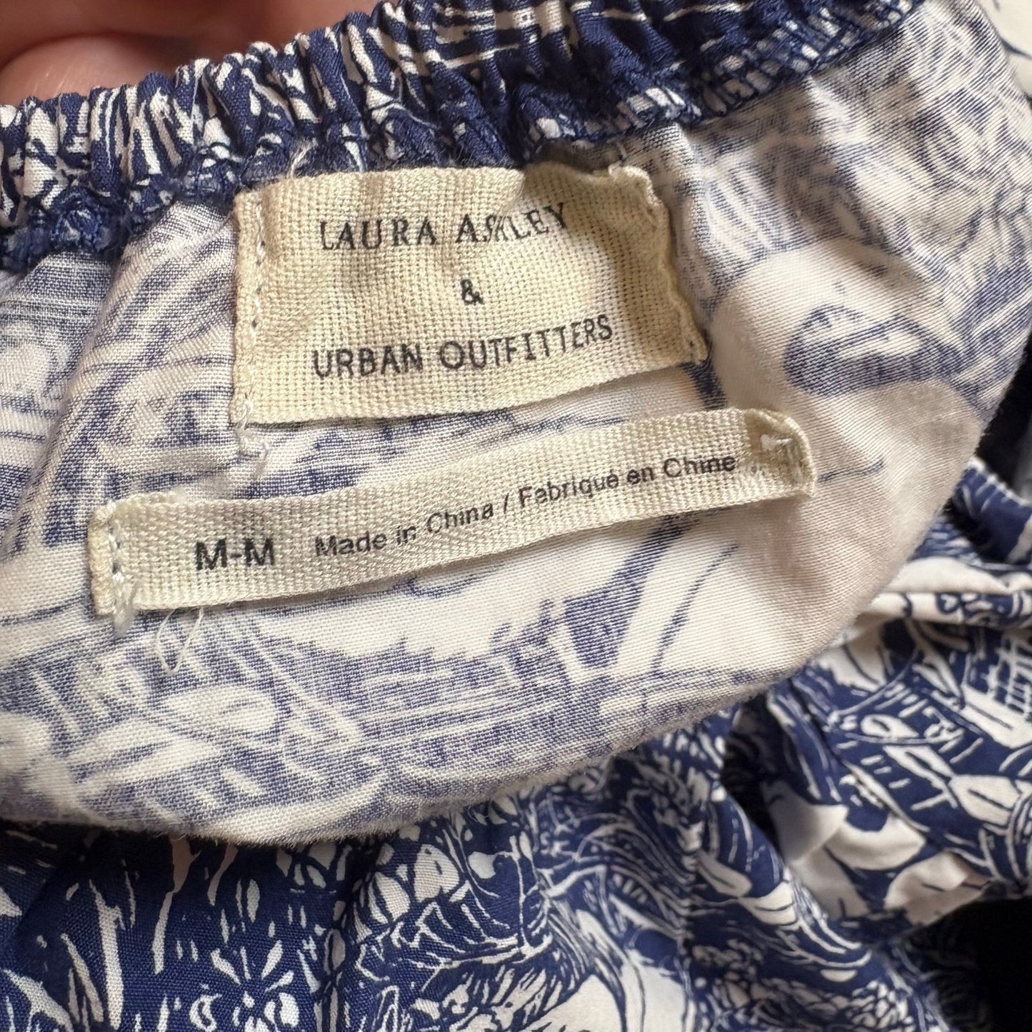 Laura Ashley & Urban Outfitters blue swan puff sleeve tiered mini dress SIZE M
