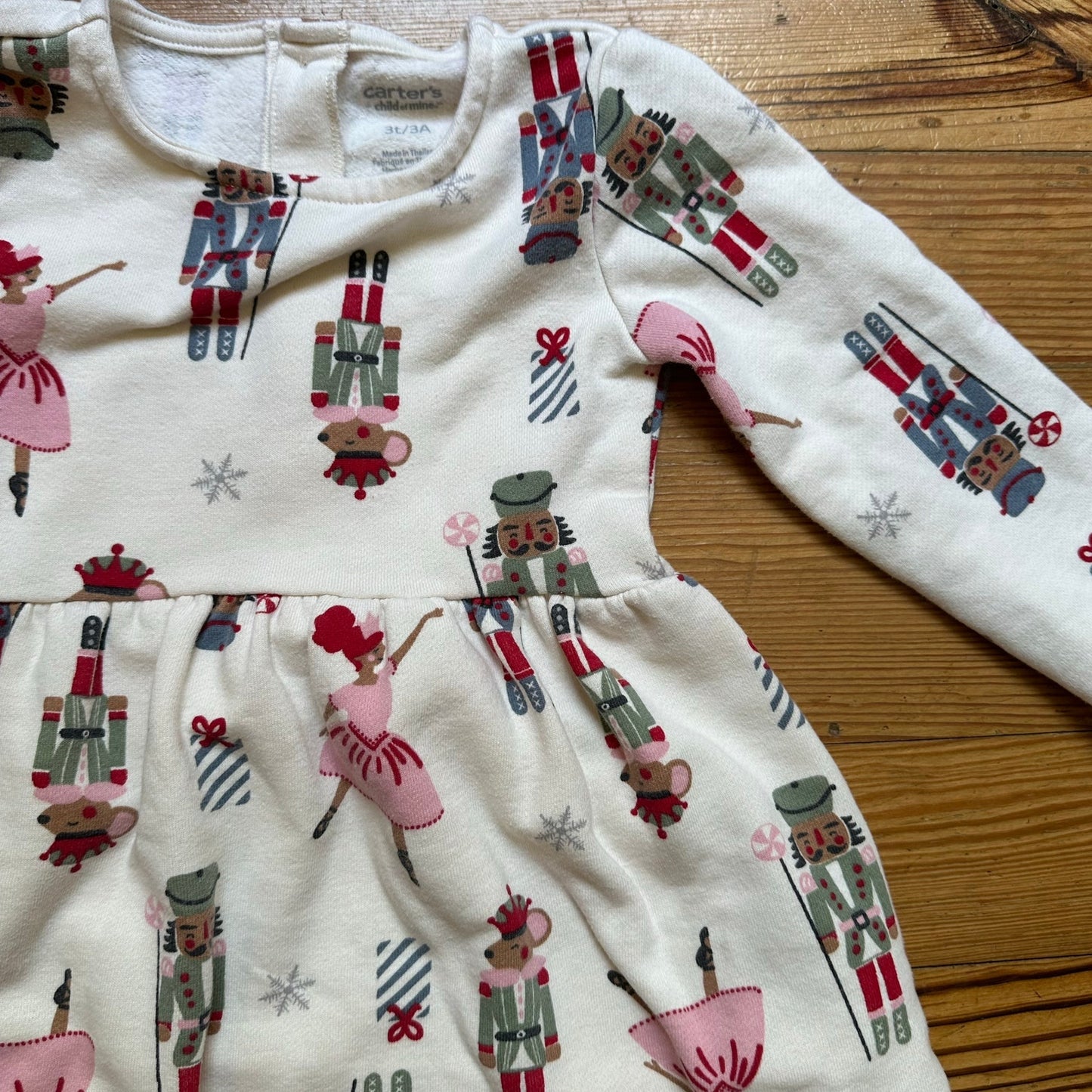 Carter's white Nutcracker long sleeve sweater dress SIZE 3