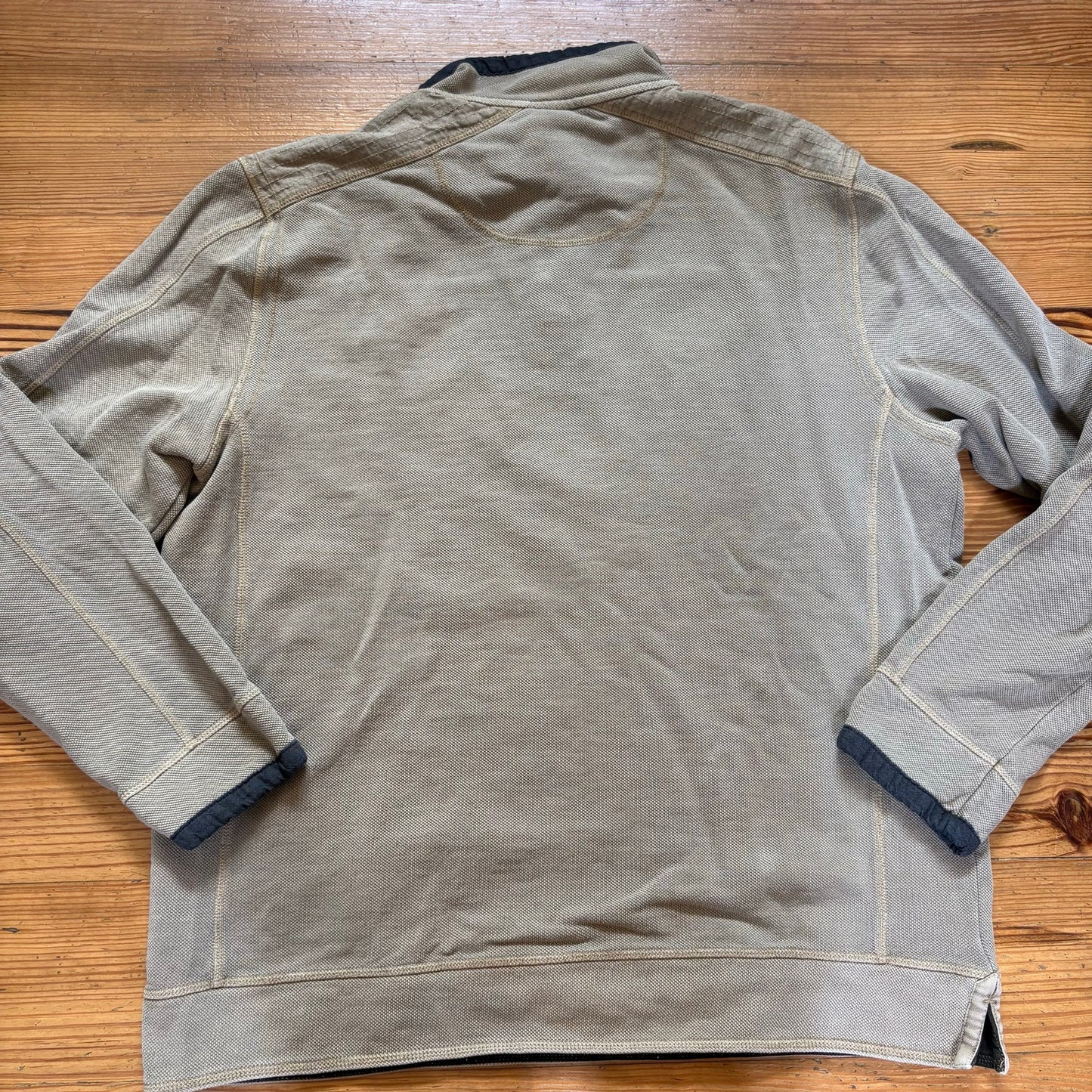 Carbon2Cobalt beige textured cotton henley pullover long sleeve shirt SIZE L