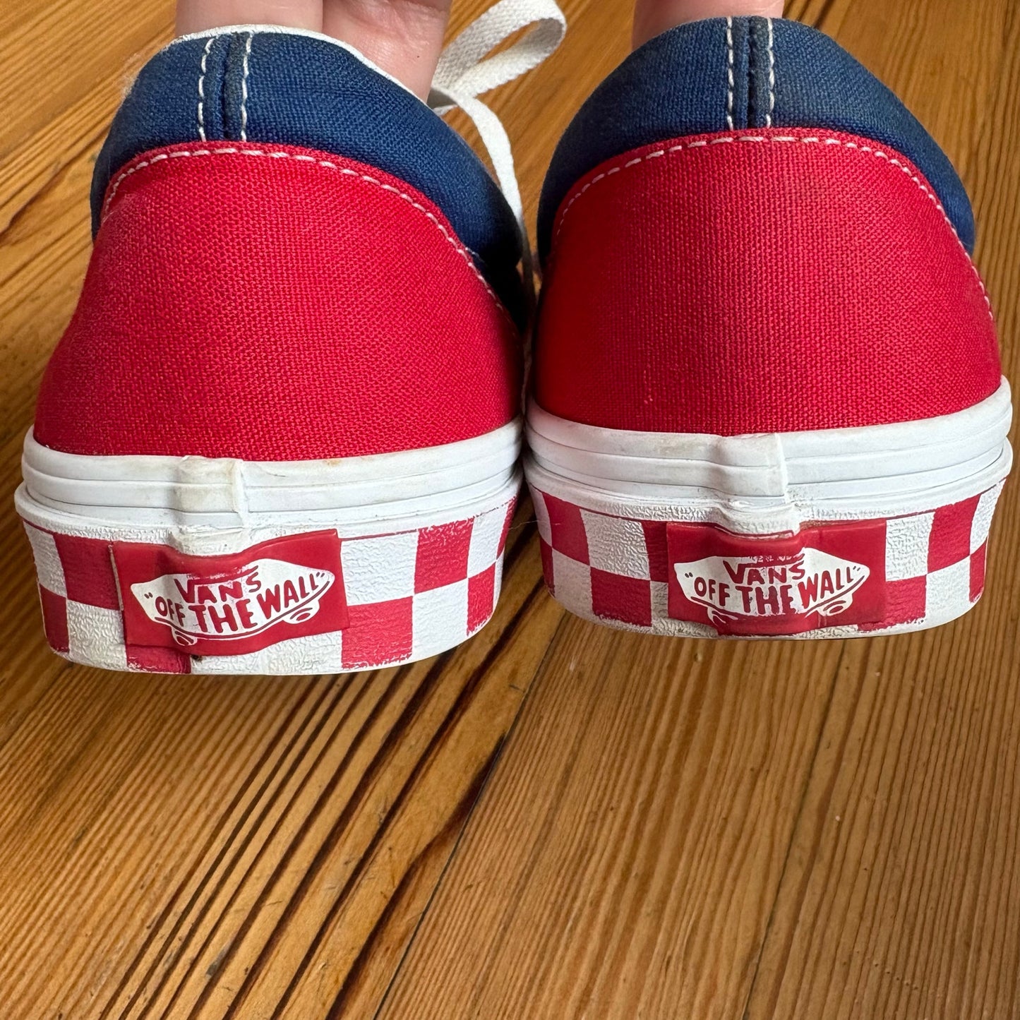 VANS red blue checkered sole low top lace unisex sneakers SIZE M9 W10.5