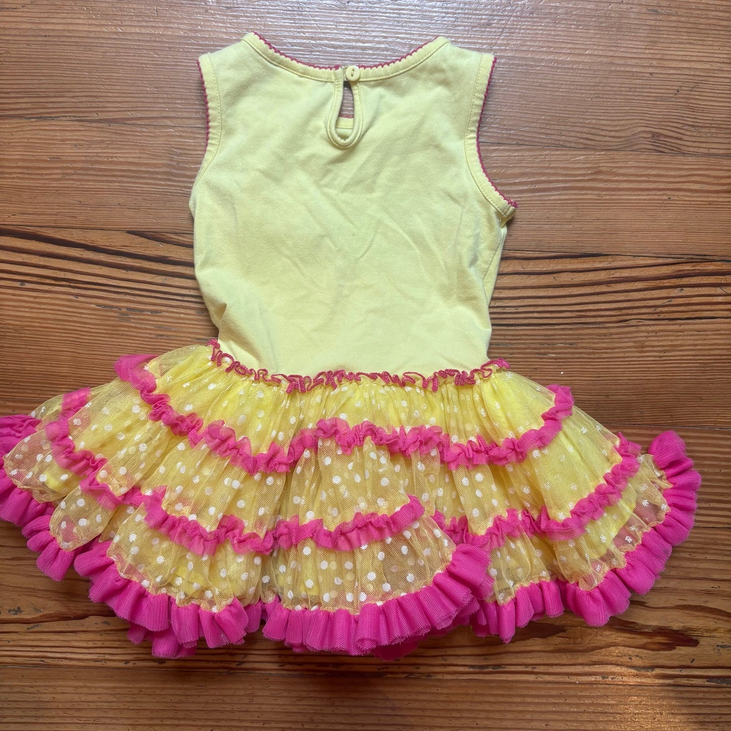 Emily Rose yellow giraffe embroidered sleeveless tiered tutu dress SIZE 2T