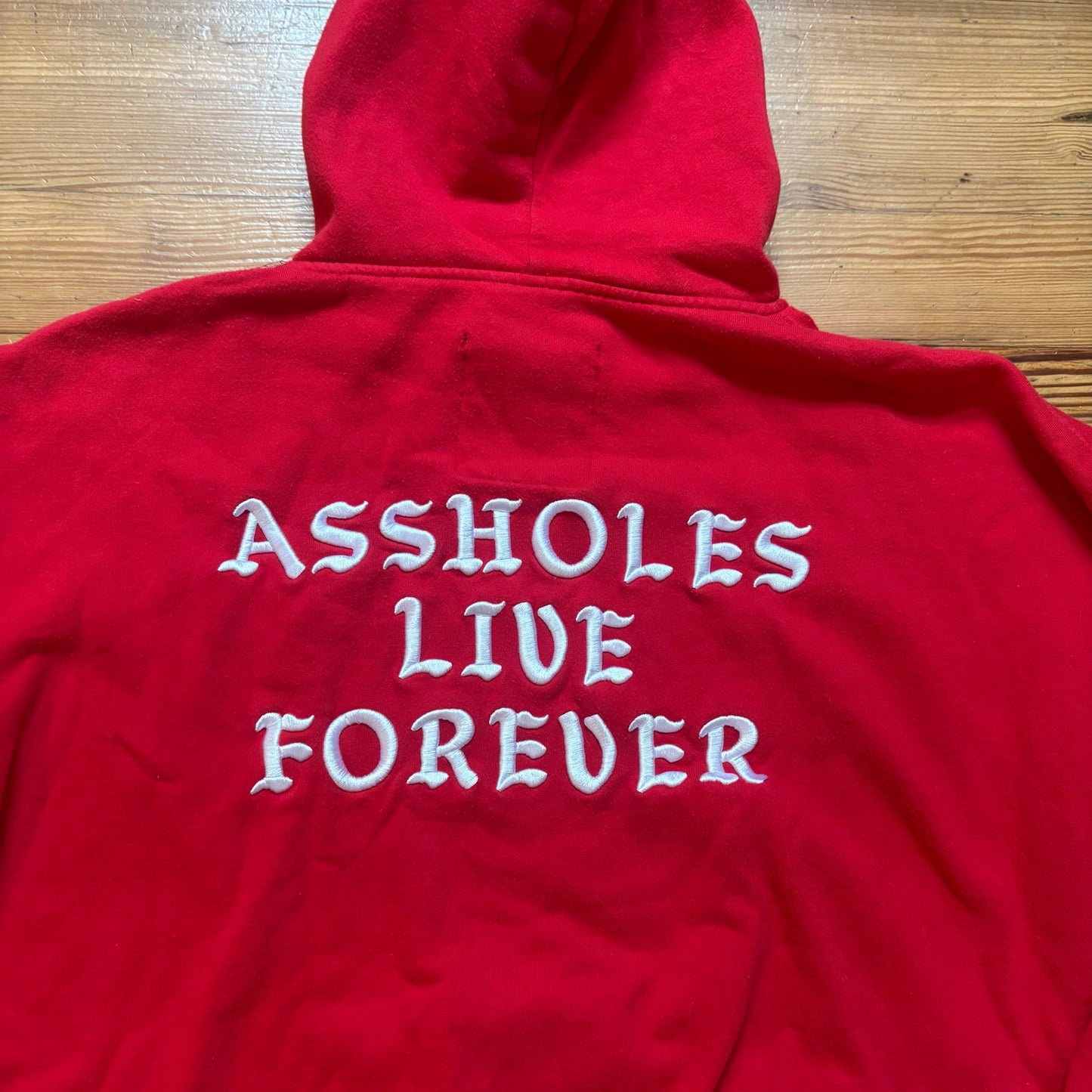 A**holes Live Forever red embroidered hoodie unisex sweatshirt SIZE XL