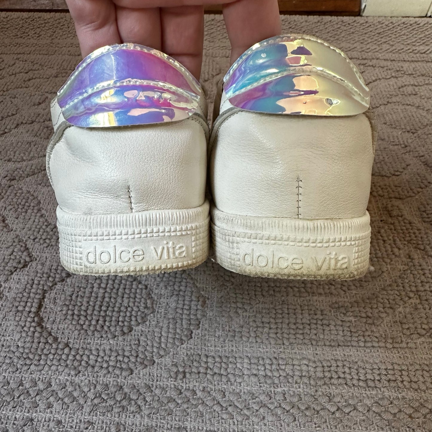 Dolce Vita Zaga mixed media white leather low top sneakers SIZE 7.5