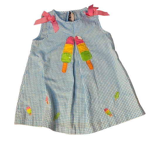 Rare Editions blue gingham ice cream embroidered tank shirt pant set SIZE 6