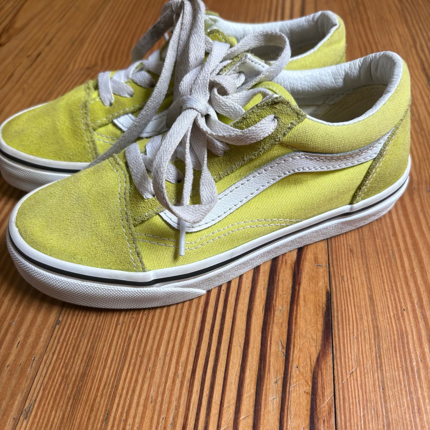 VANS yellow suede white classic tie lace kids sneakers SIZE 1