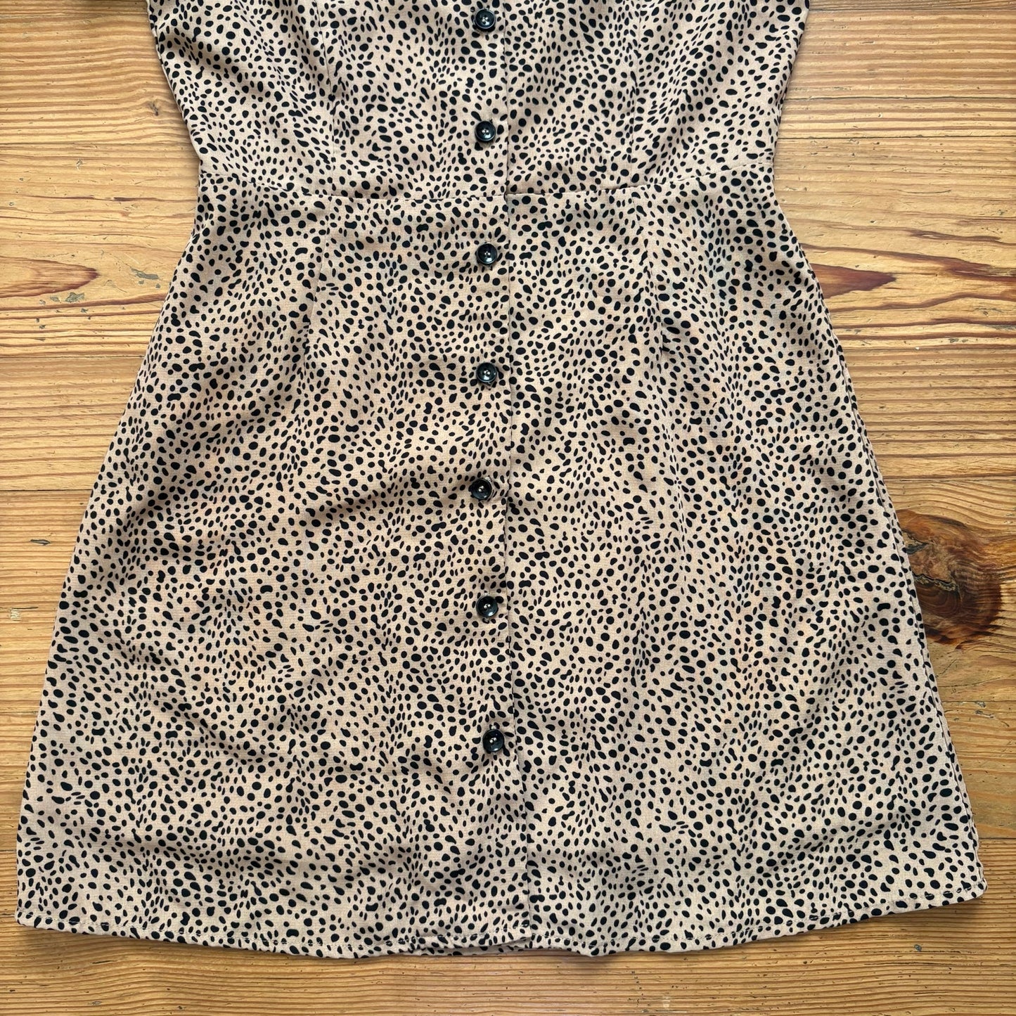 Mod Ref brown black cheetah print button up short sleeve dress SIZE S