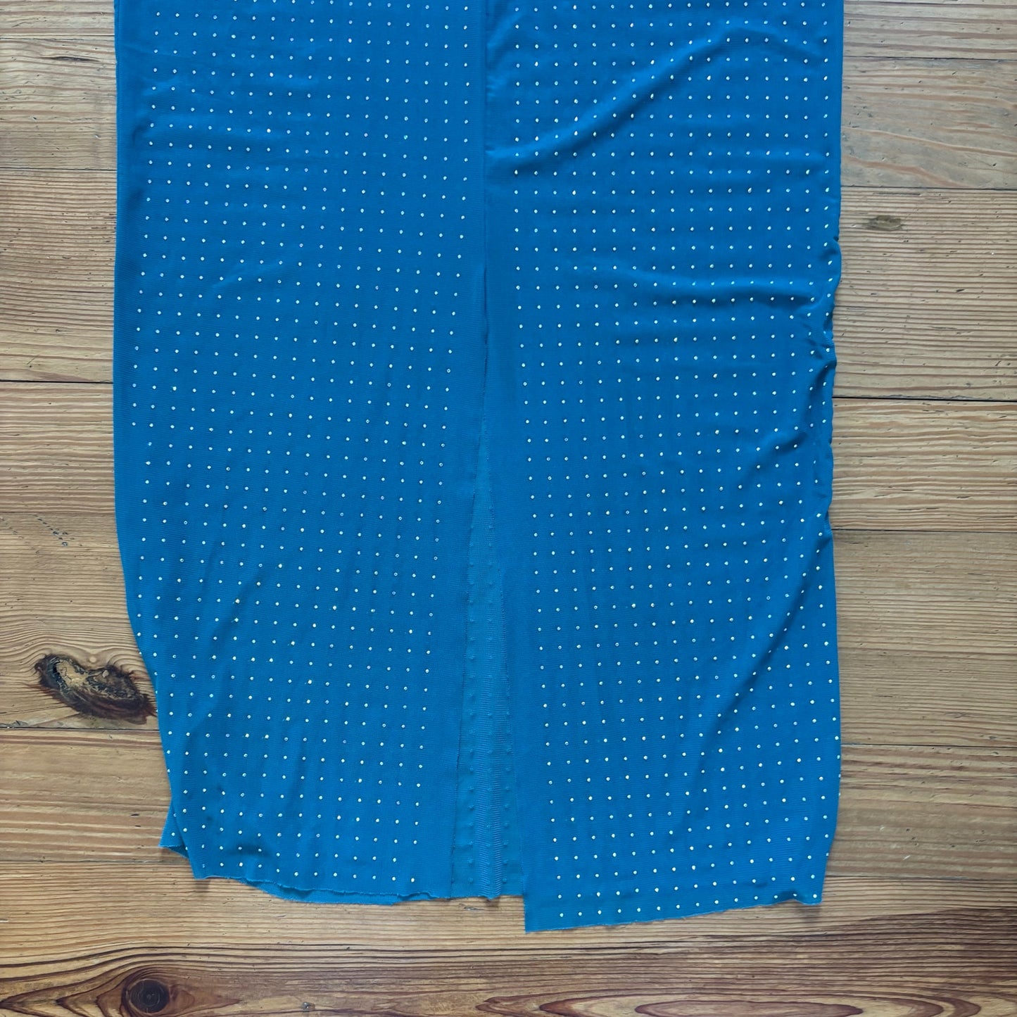Mable teal blue rhinestone long sleeve sheer maxi dress SIZE L
