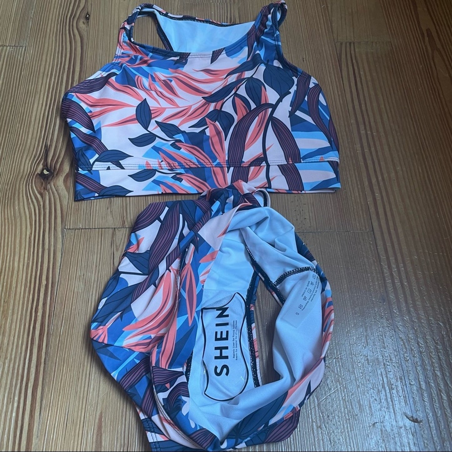 NWOT SHEIN Floral racer back high rise bikini SIZE S