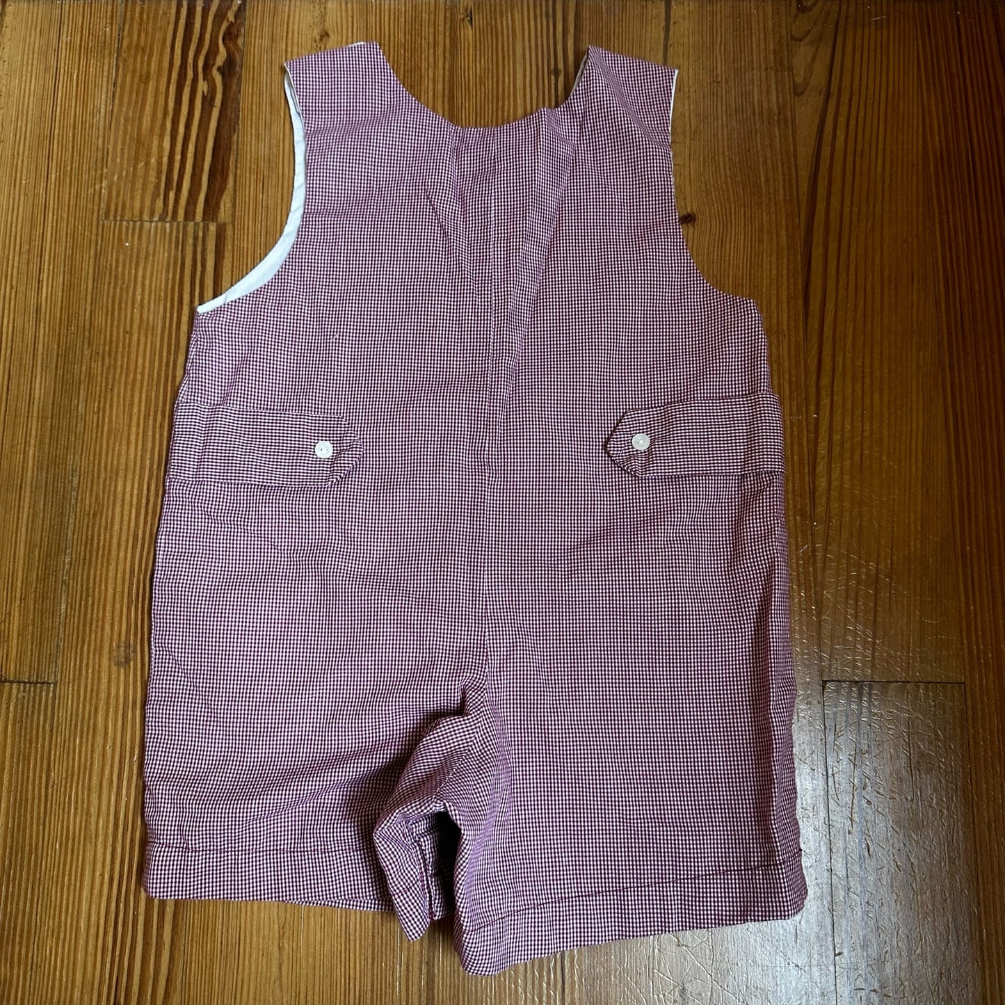 Rosalina boys red white checkered football applique shorts romper SIZE 24M