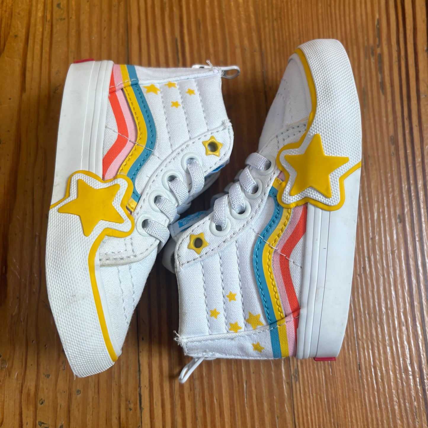 VANS white high top zipper side rainbow star toddler sneakers SIZE 7