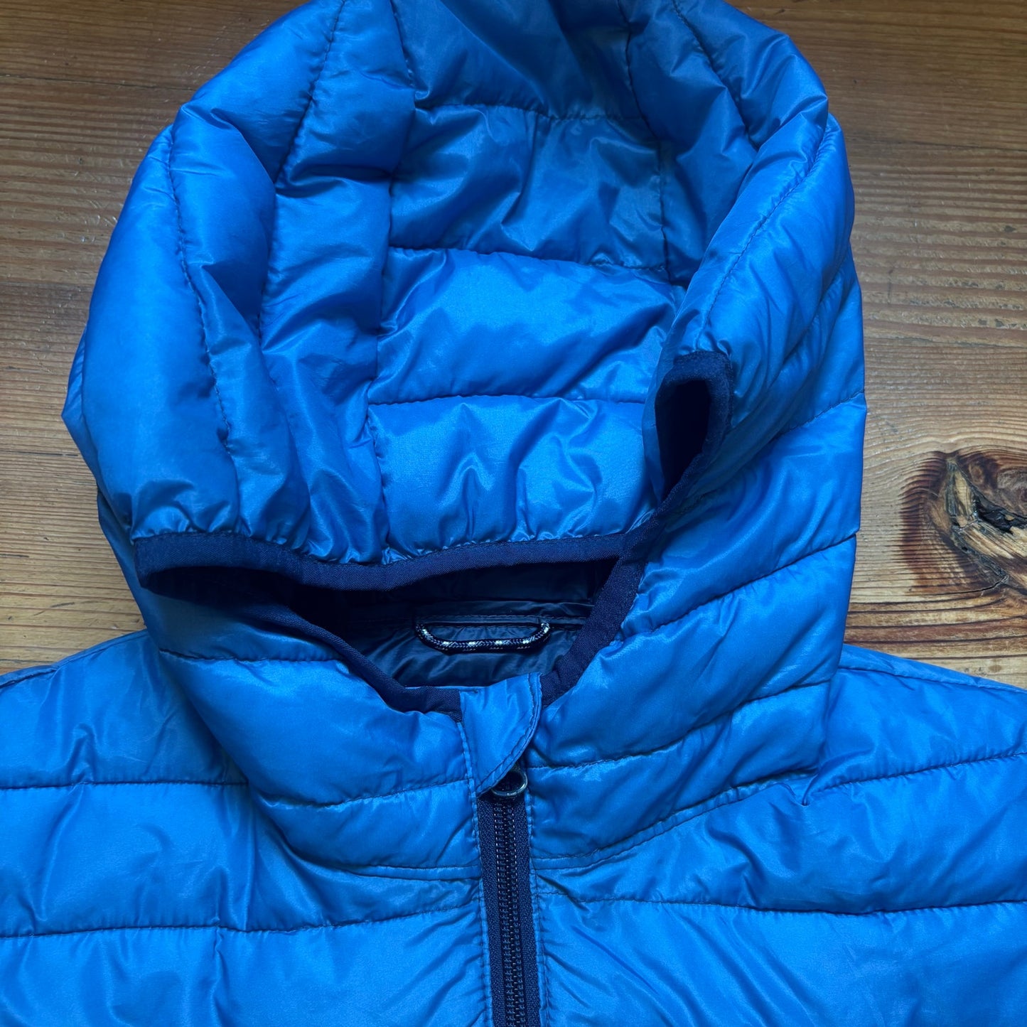 Gap blue ombre full zip hooded lightweight puffer coat SIZE XL
