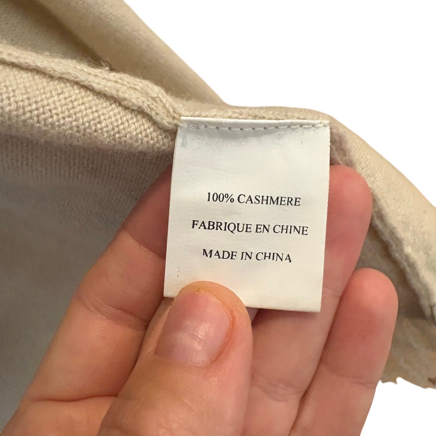French Curve cashmere beige long sleeve fringe bottom cardigan SIZE M