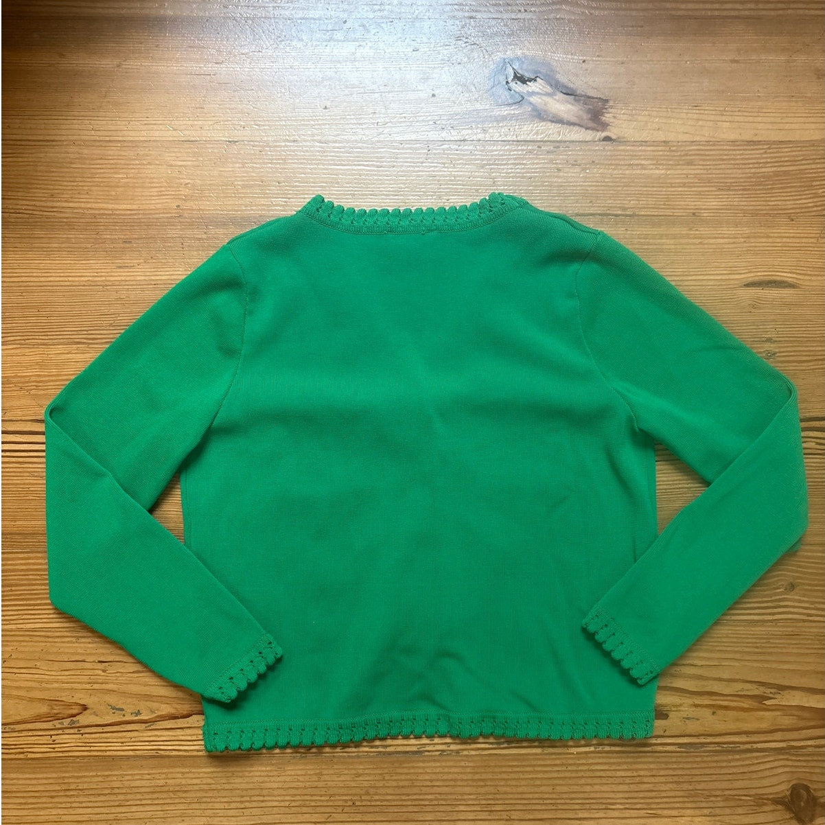 NANETTE Nanette Lepore bright green gold button cardigan sweater SIZE L