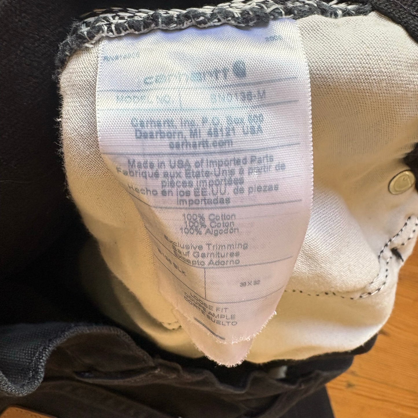 Carhartt black loose fit double knee canvas pants SIZE 38X32