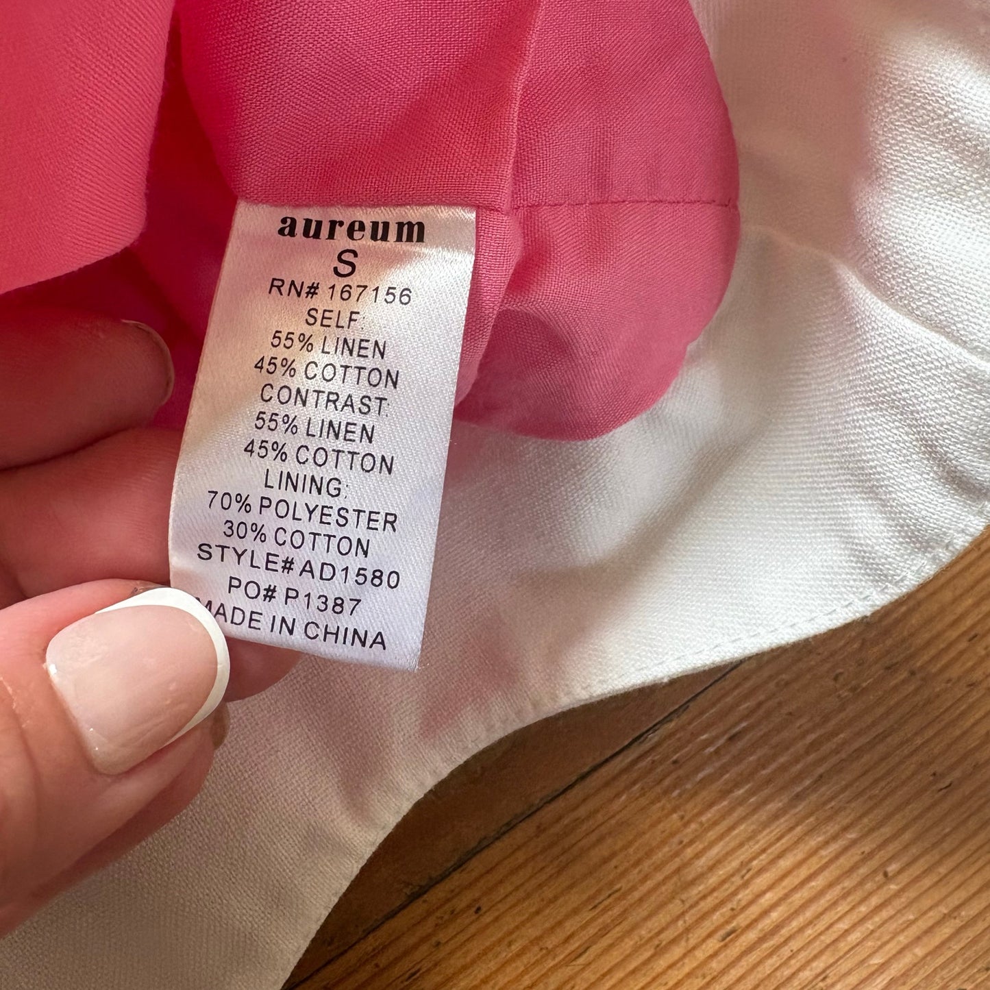 Aureum pink white linen modern two toned scallop mini dress SIZE S