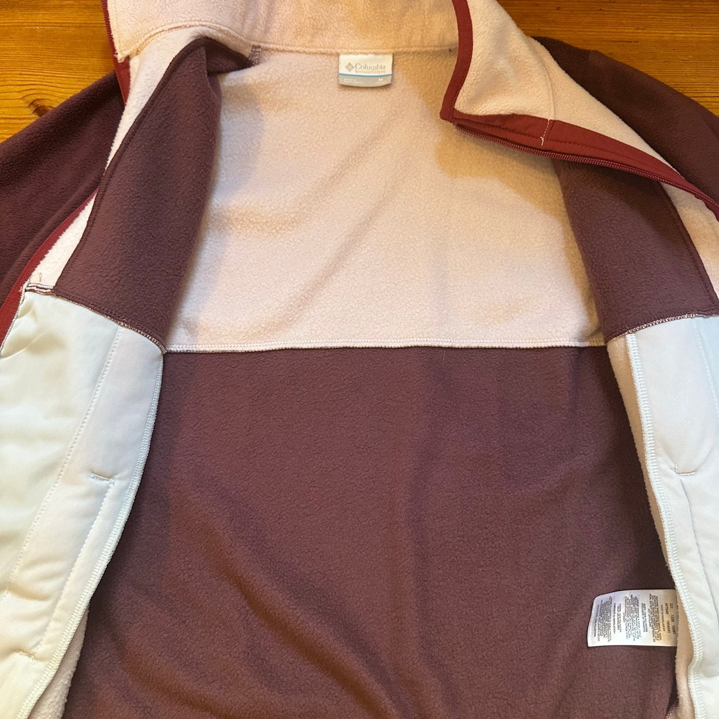 Columbia pink dark red two toned full zip sweater SIZE M