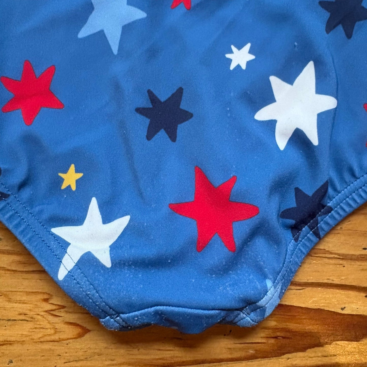 Hanna Andersson blue red star patriotic ruffle one piece swimsuit SIZE 2T