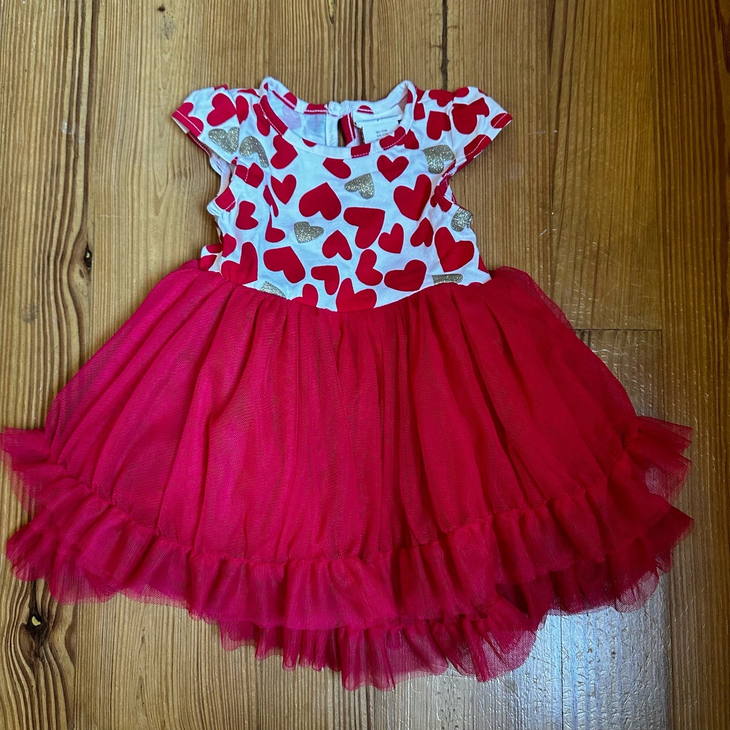 Tommy Bahama red gold heart Valentines short sleeve tutu dress SIZE 12M