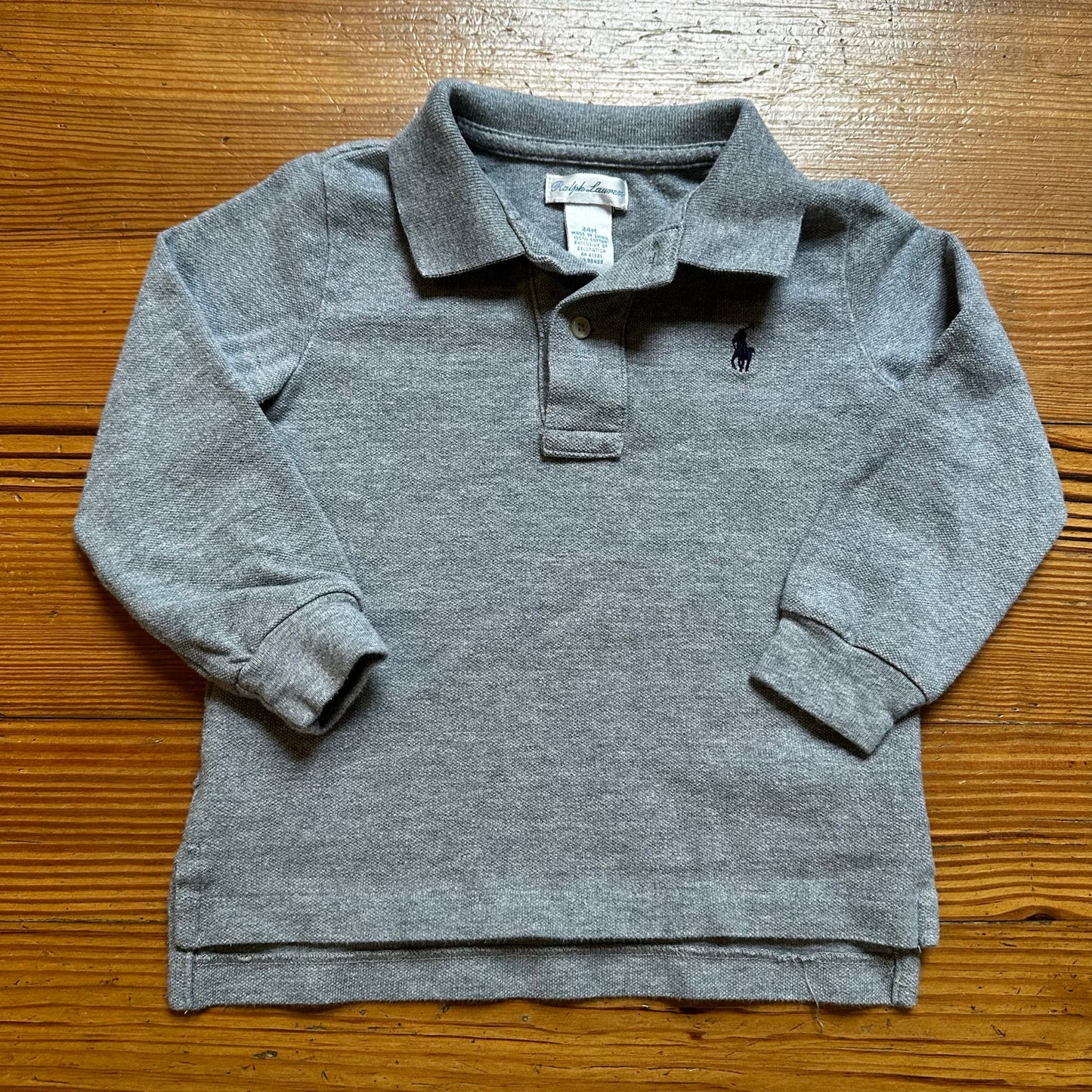 Ralph Lauren gray navy pony long sleeve polo shirt SIZE 24M