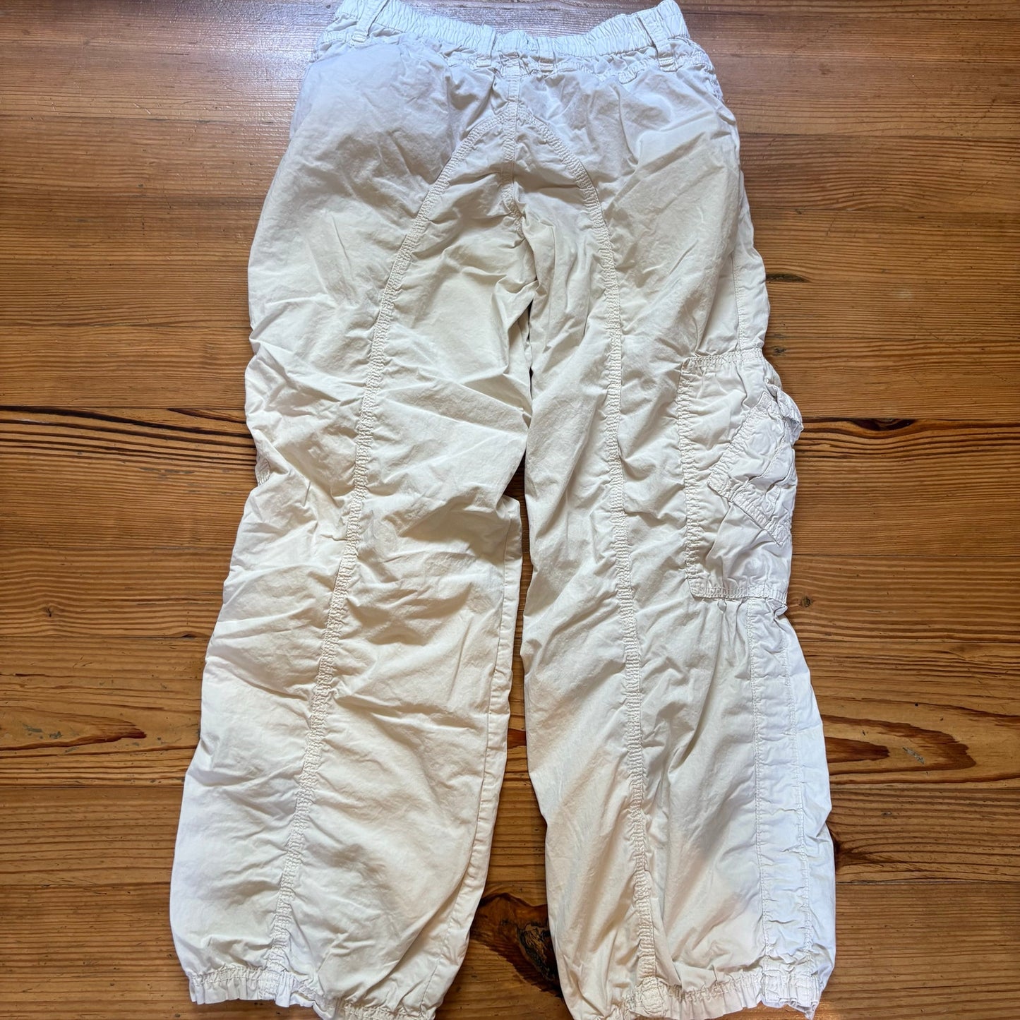 Urban Outfitters cream y2k elastic waist zipper womens cargo pants SIZE M