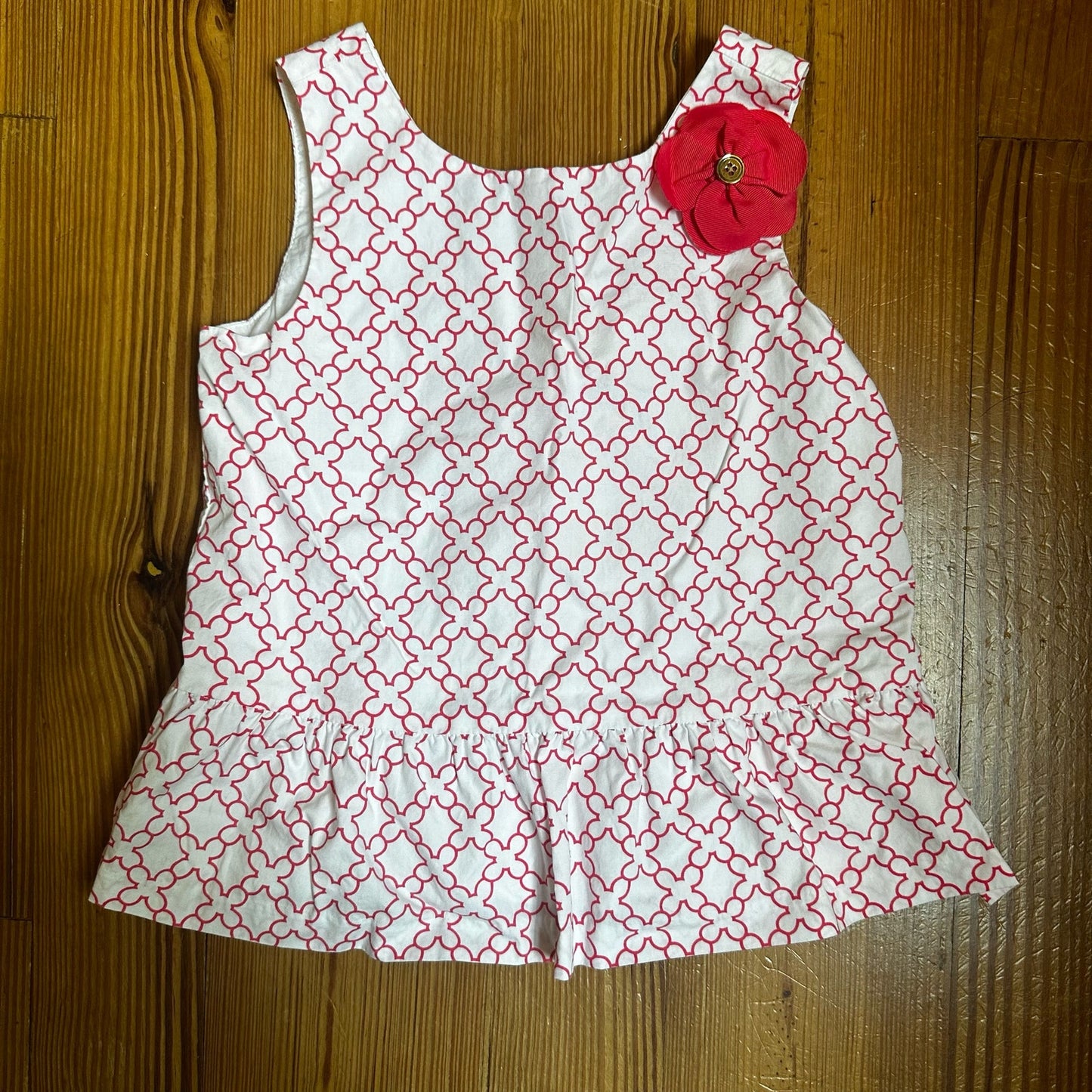 Janie and Jack pink white paradise rose geo peplum top SIZE 6