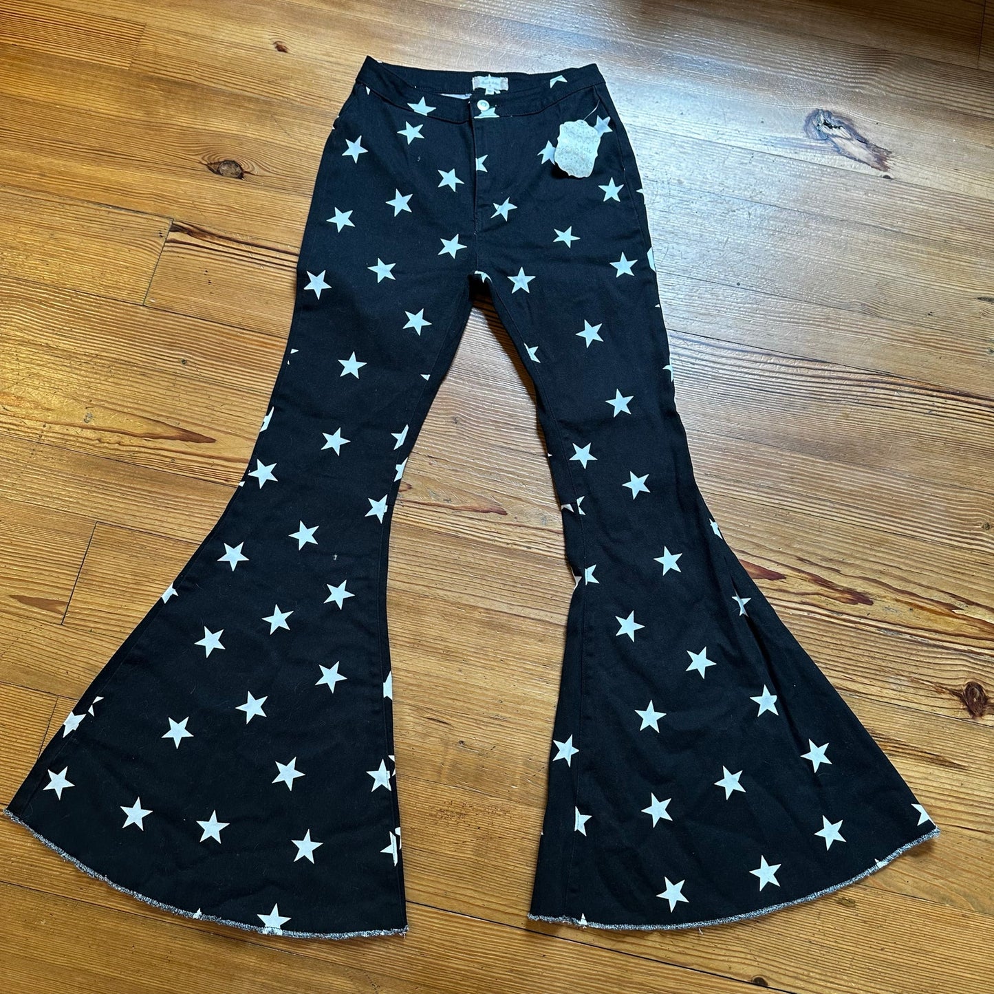 NWT Altar'd State black white star flare high rise jeans SIZE M