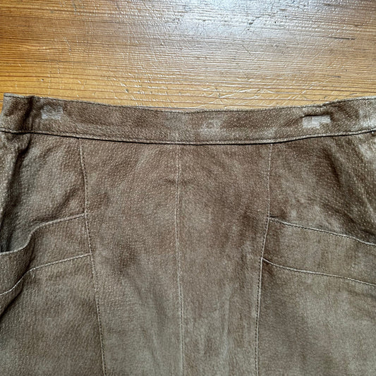 Trumps Sport vintage camel suede leather midi skirt SIZE 11/12