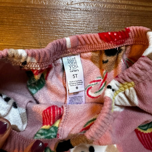 Just One You pink fleece Christmas cupcake pajama pants SIZE 5