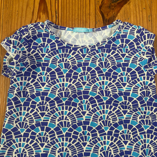 J. McLaughlin blue white performance fabric girls short sleeve dress SIZE 5