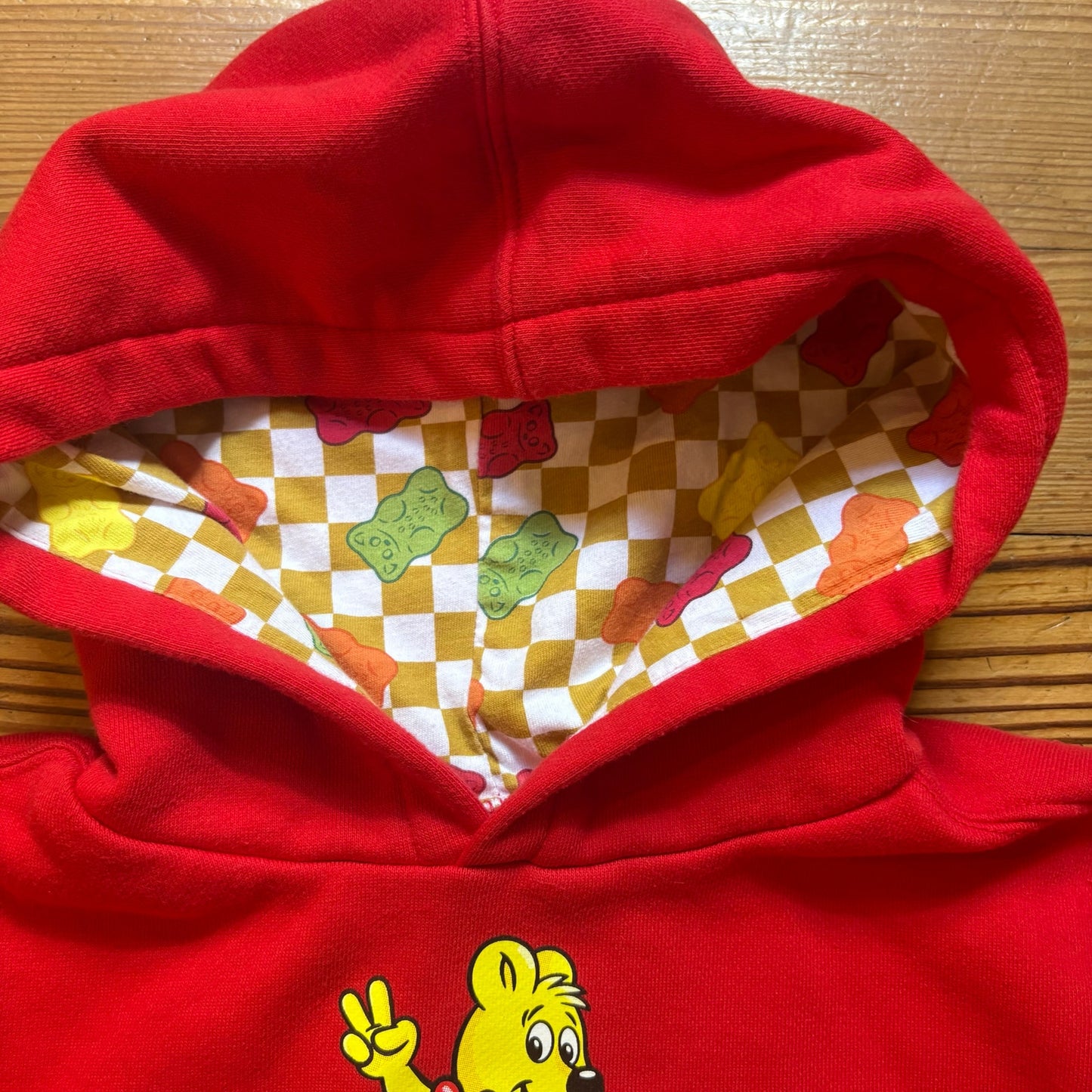 VANS red Haribo gummy bears graphic hooded boys sweatshirt SIZE 5