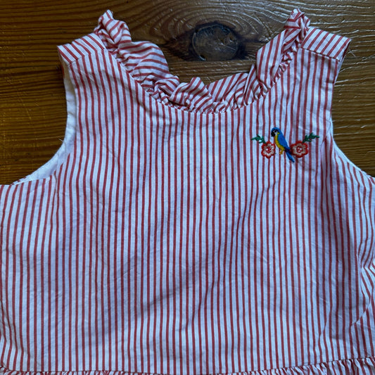 Janie and Jack orange white striped sleeveless tropical peplum top SIZE 12-18M