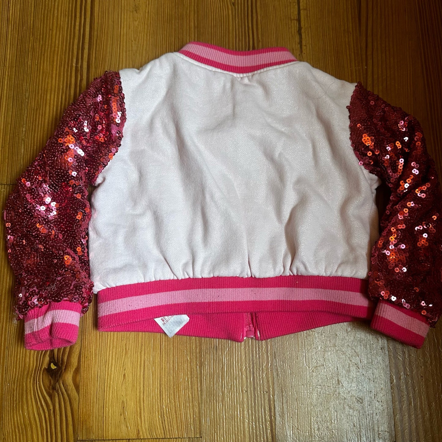 Disney Minnie Mouse pink sequin full zip bomber jacket SIZE 4