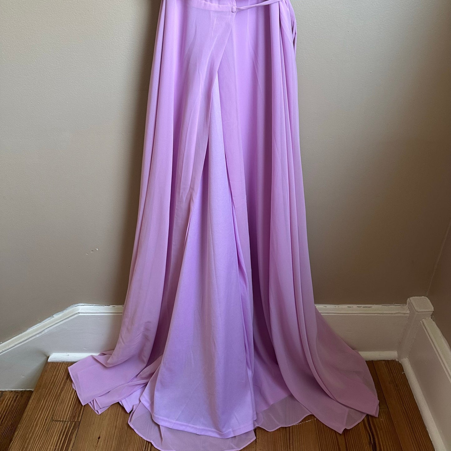 Pink Lily pastel purple chiffon wrap flutter sleeve gown dress SIZE S