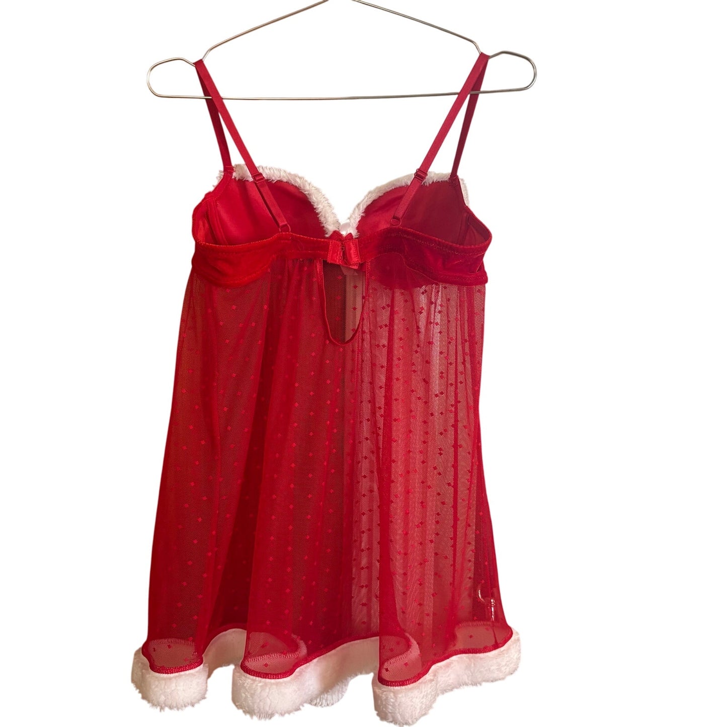 Carrie Amber red white Santa Christmas sheer lingerie dress SIZE M