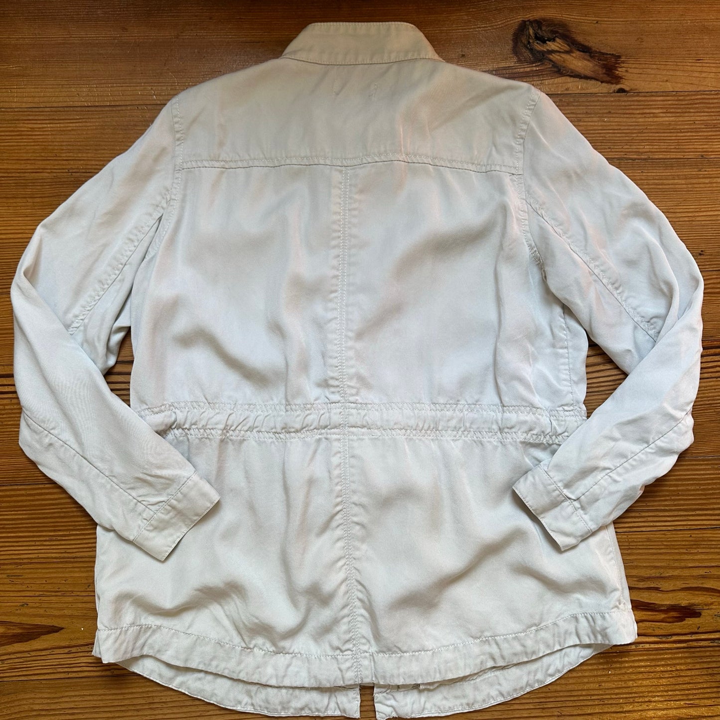 LOFT cream long sleeve full zip snap utility jacket SIZE M