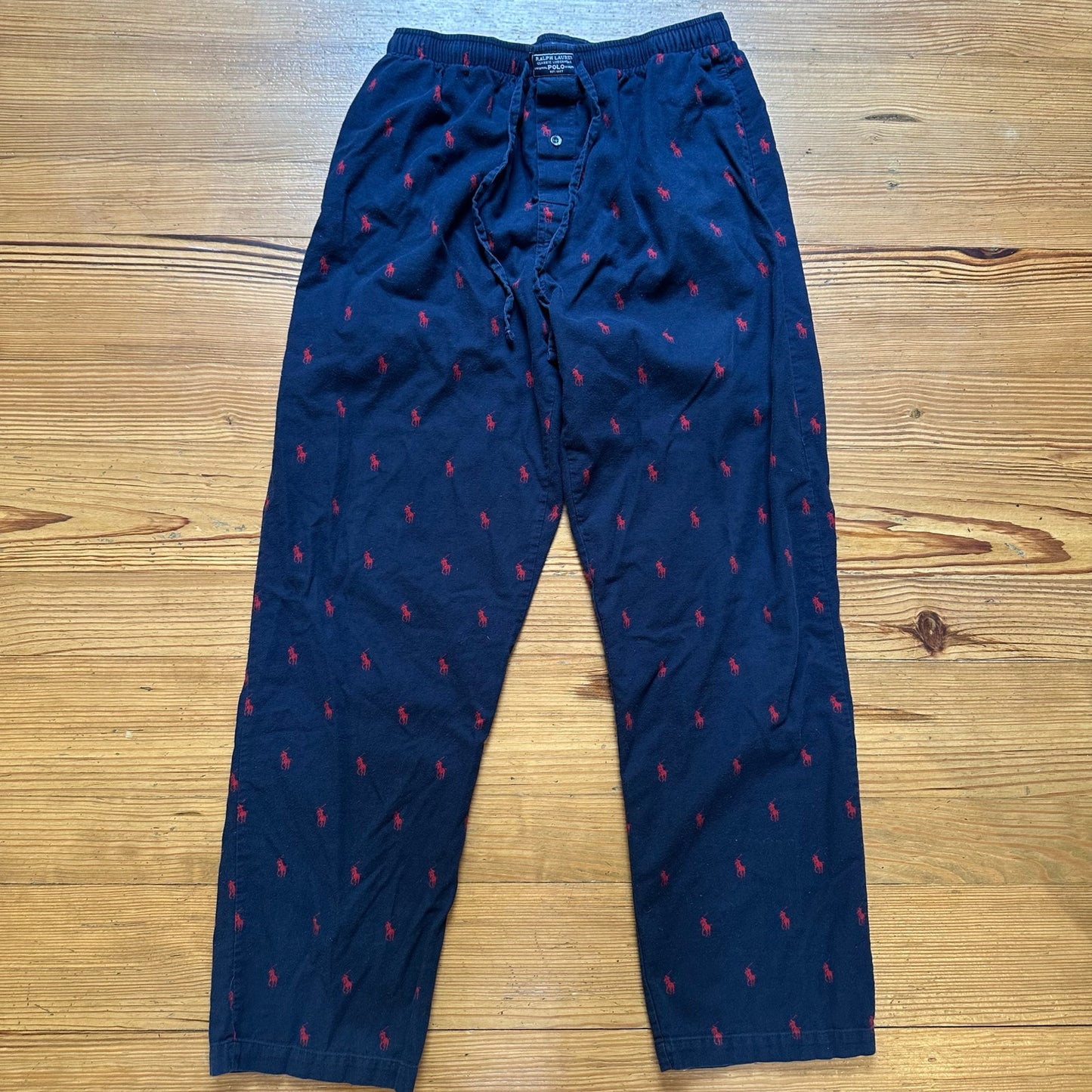 Polo Ralph Lauren navy blue red pony cotton drawstring logo pants SIZE M