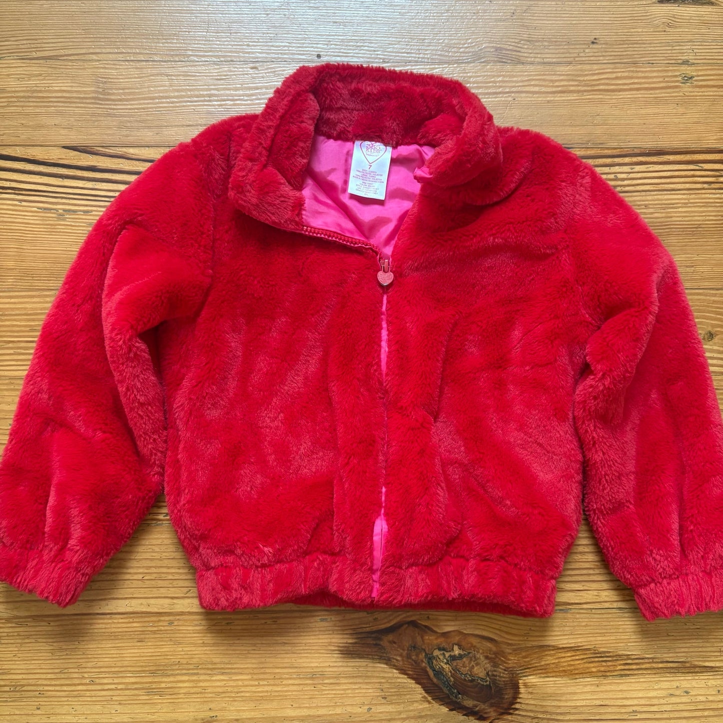 Garanimals red faux fur warm cozy full zip girls coat SIZE 7