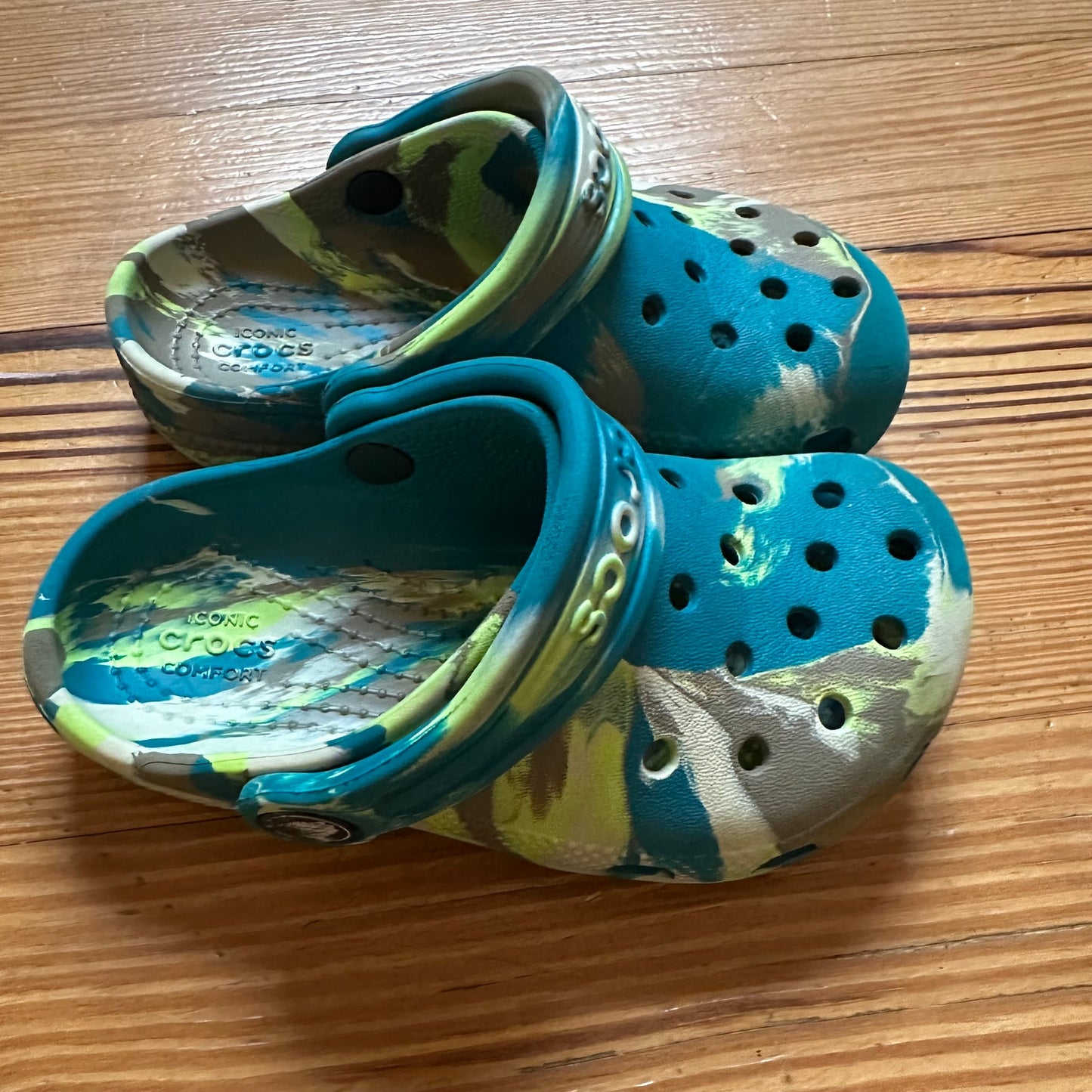 CROCS green blue classic slip on clogs SIZE 9