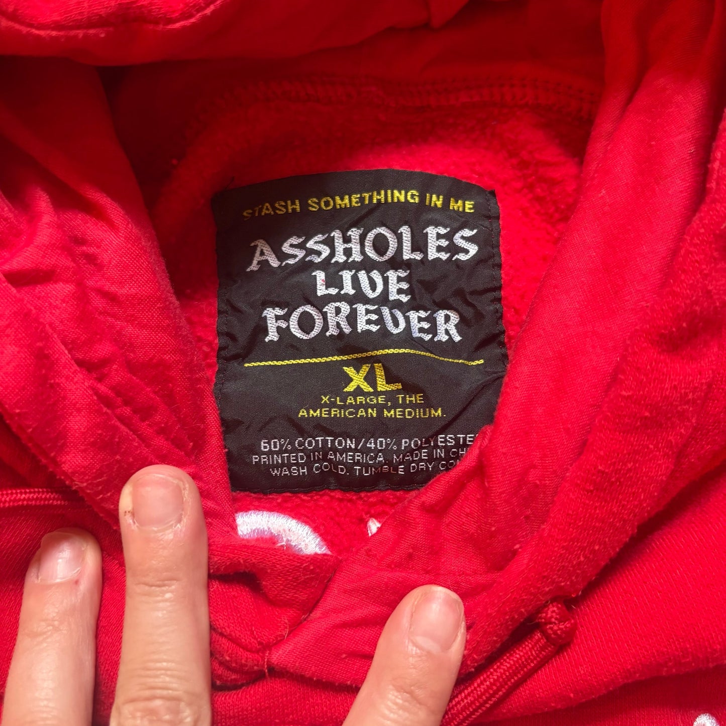 A**holes Live Forever red embroidered hoodie unisex sweatshirt SIZE XL
