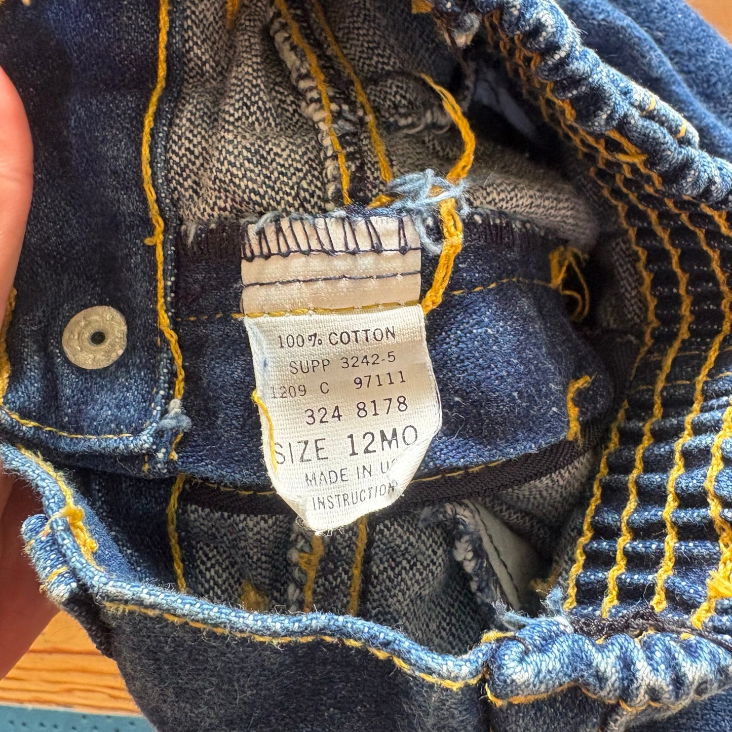 Vintage dark blue cotton toddler cargo jeans SIZE 12M