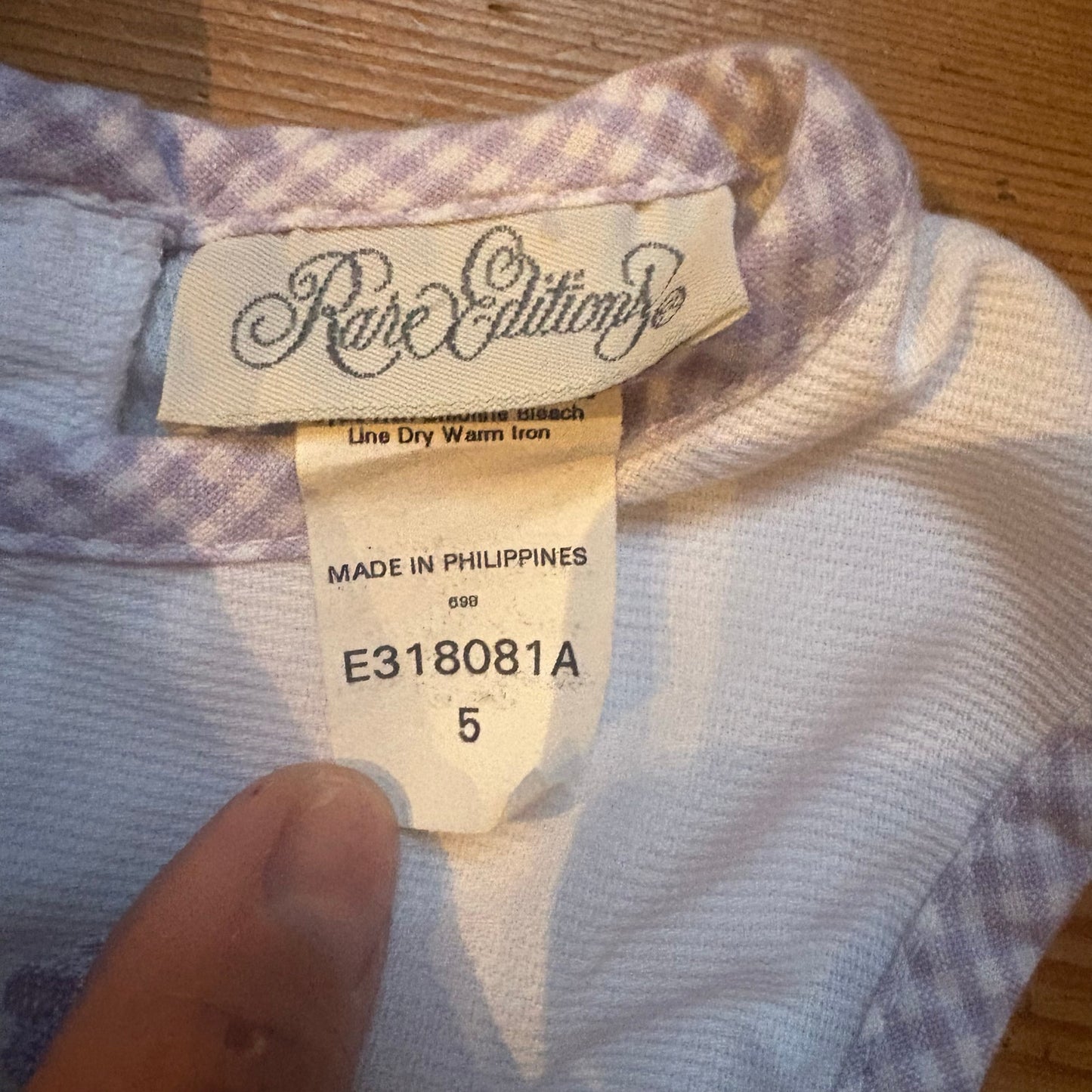 Rare Editions 90s purple sleeveless floral embroidered gingham dress SIZE 5