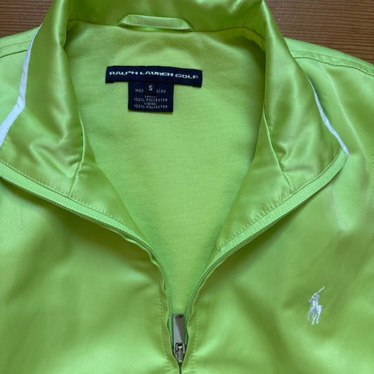 Ralph Lauren Golf lime green white pony accent full zip polyester vest SIZE S