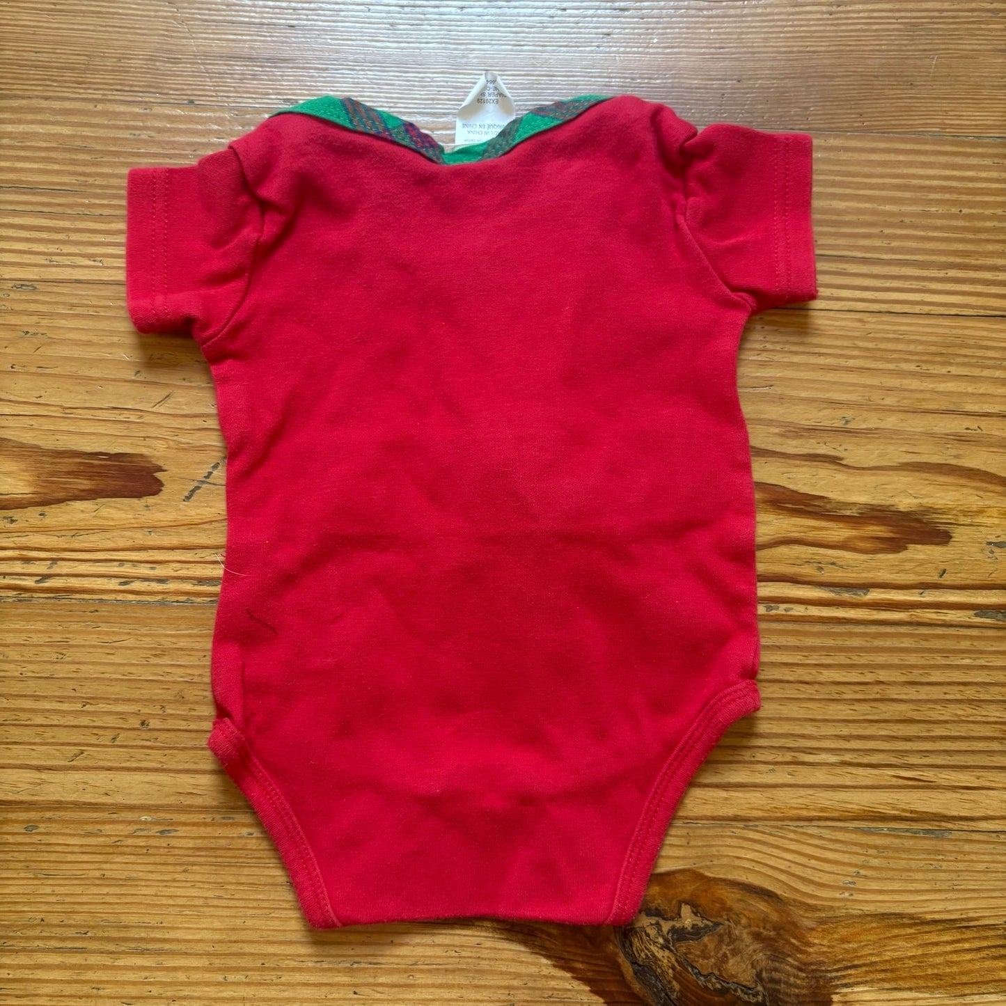 Ella Jackson holiday Christmas red plaid short sleeve baby bodysuit SIZE 0-6M