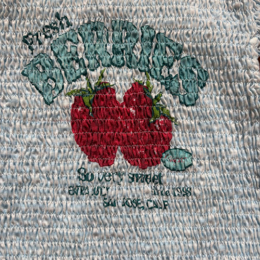 Wild Fable y2k light blue strawberry smocked short sleeve baby tee shirt SIZE M