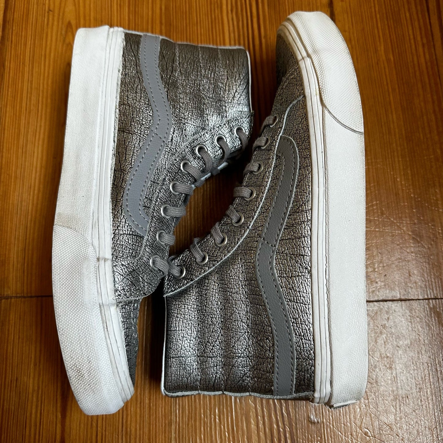 Vans silver high top lace up sneakers SIZE 5.5